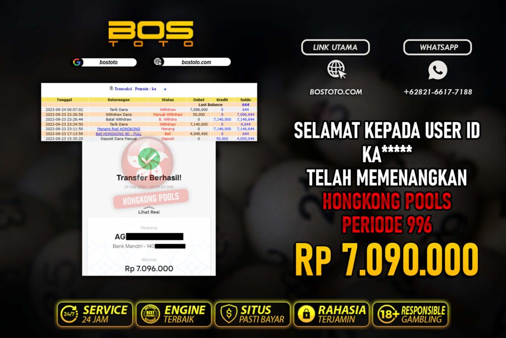 BUKTI PEMBAYARAN JP TOGEL HONGKONG DI BOSTOTO KEPADA MEMBER KA