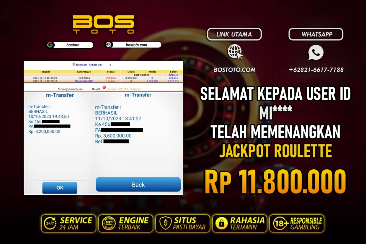 BUKTI PEMBAYARAN JP LIVE CASINO DI BOSTOTO KEPADA MEMBER MI