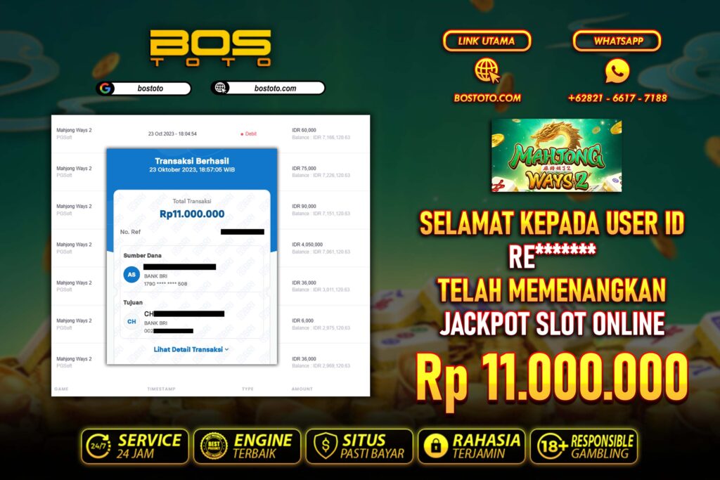 BUKTI PEMBAYARAN JP SLOT ONLINE DI BOSTOTO KEPADA MEMBER RE