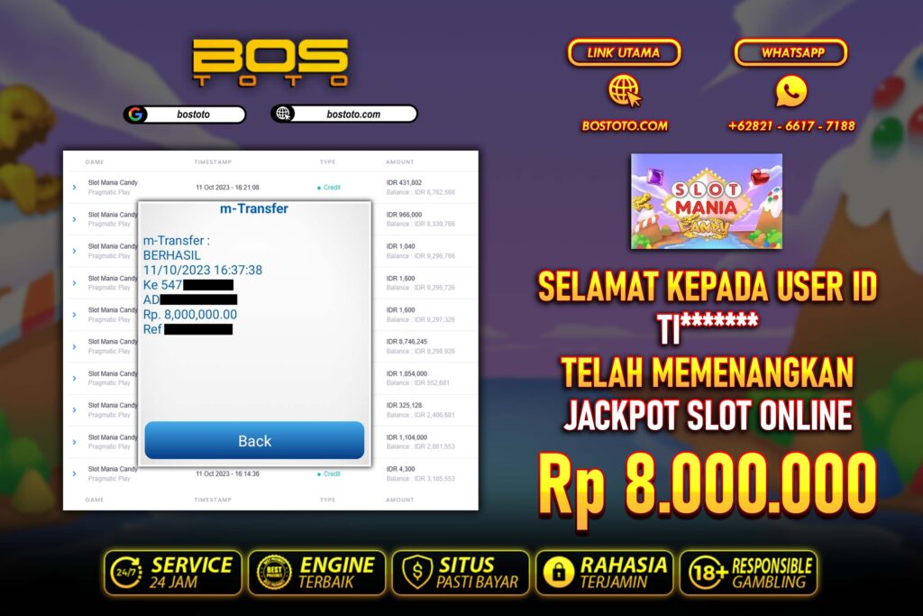 BUKTI PEMBAYARAN JP SLOT ONLINE DI BOSTOTO KEPADA MEMBER TI