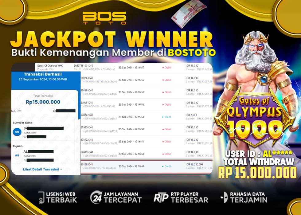 BUKTI PEMBAYARAN JP SLOT ONLINE DI BOSTOTO KEPADA MEMBER AL
