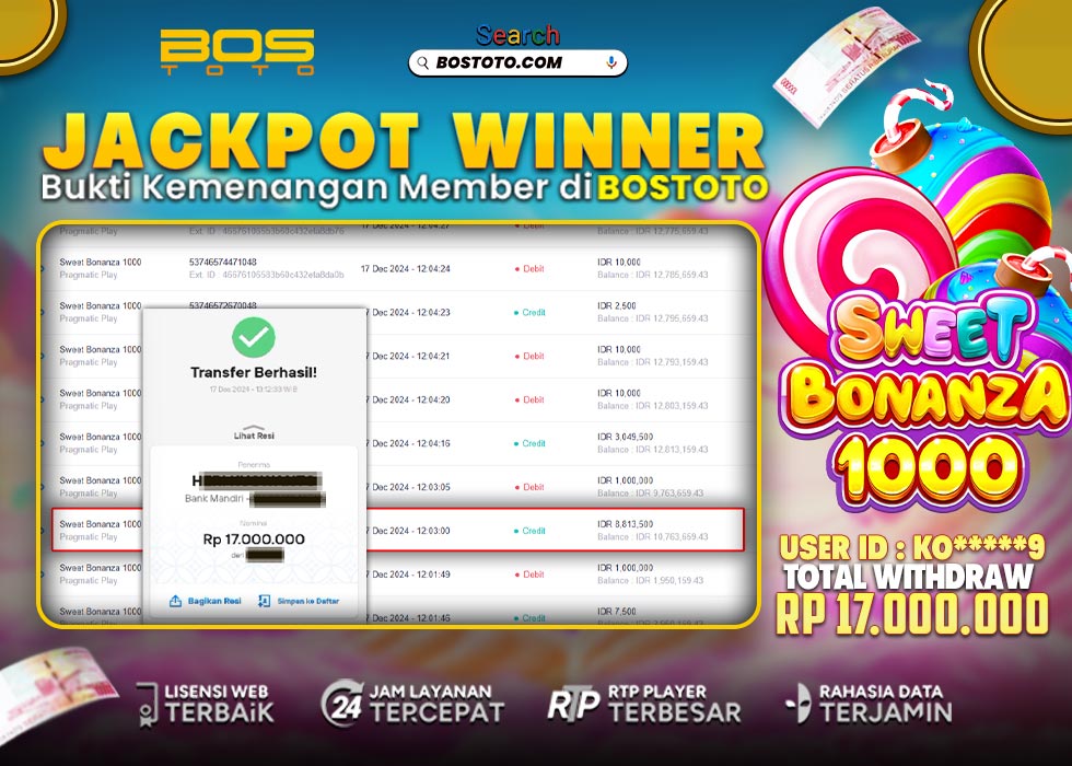 BUKTI PEMBAYARAN JP SLOT ONLINE DI BOSTOTO KEPADA MEMBER KO