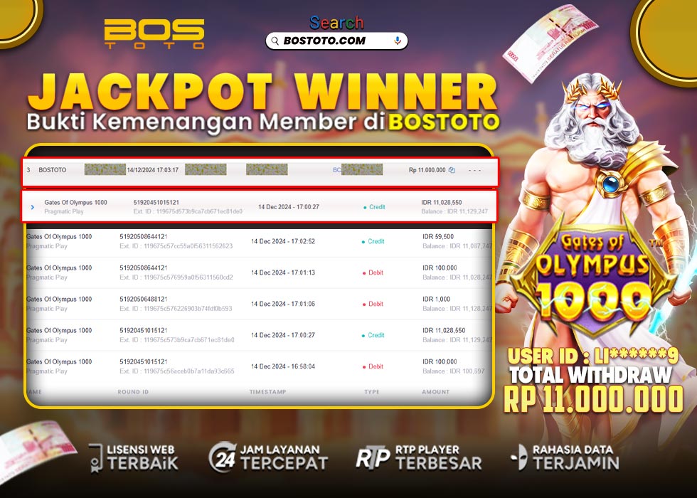 BUKTI PEMBAYARAN JP SLOT ONLINE DI BOSTOTO KEPADA MEMBER LI