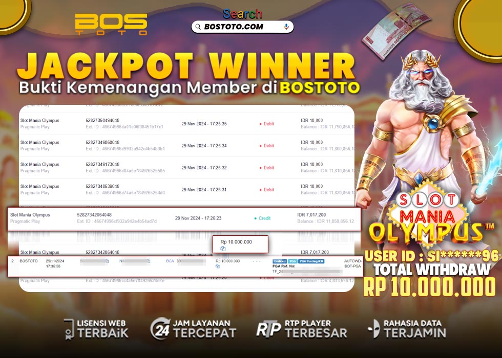 BUKTI PEMBAYARAN JP SLOT ONLINE DI BOSTOTO KEPADA MEMBER SI