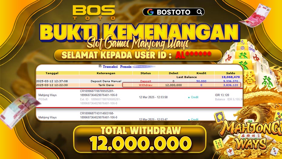 BUKTI PEMBAYARAN JP SLOT ONLINE DI BOSTOTO KEPADA MEMBER AL