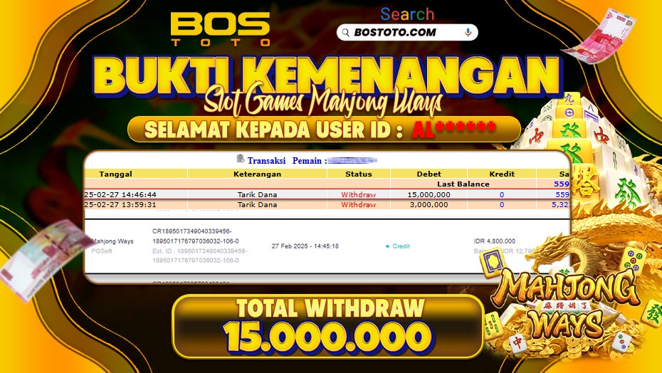 BUKTI PEMBAYARAN JP SLOT ONLINE DI BOSTOTO KEPADA MEMBER AL