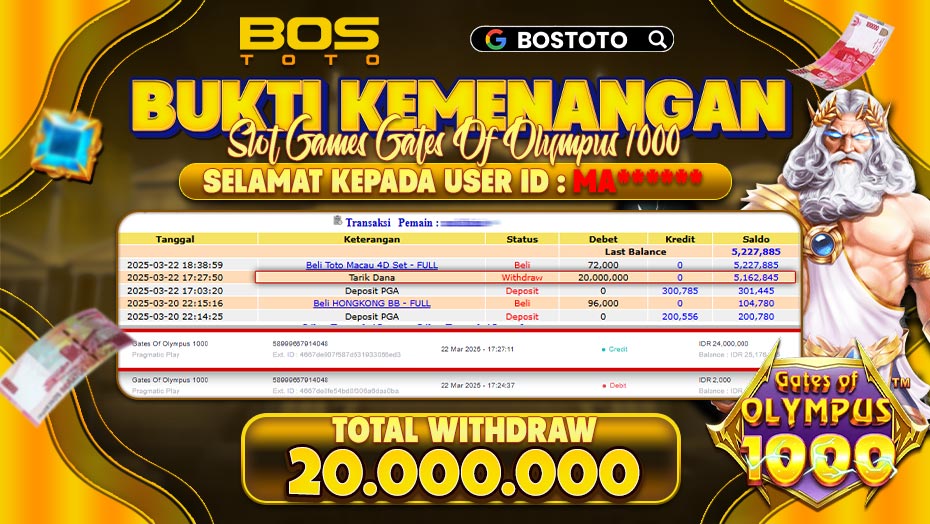 BUKTI PEMBAYARAN JP SLOT ONLINE DI BOSTOTO KEPADA MEMBER MA