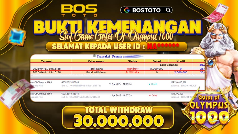 BUKTI PEMBAYARAN JP SLOT ONLINE DI BOSTOTO KEPADA MEMBER NA